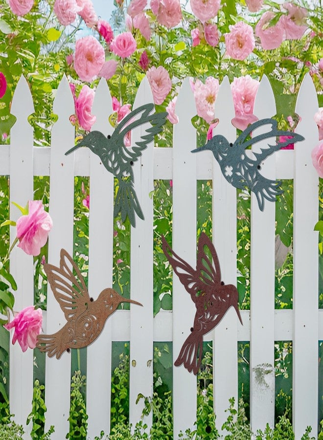 KOYILTD 4 Pieces Hummingbird Metal Wall Art Rustic Bird Outdoor Wall Art Farmhouse Metal Hummingbird Decorations Bird Decor for Home Living Room Kitchen Bedroom Bathroom (Colorful) - Image 4